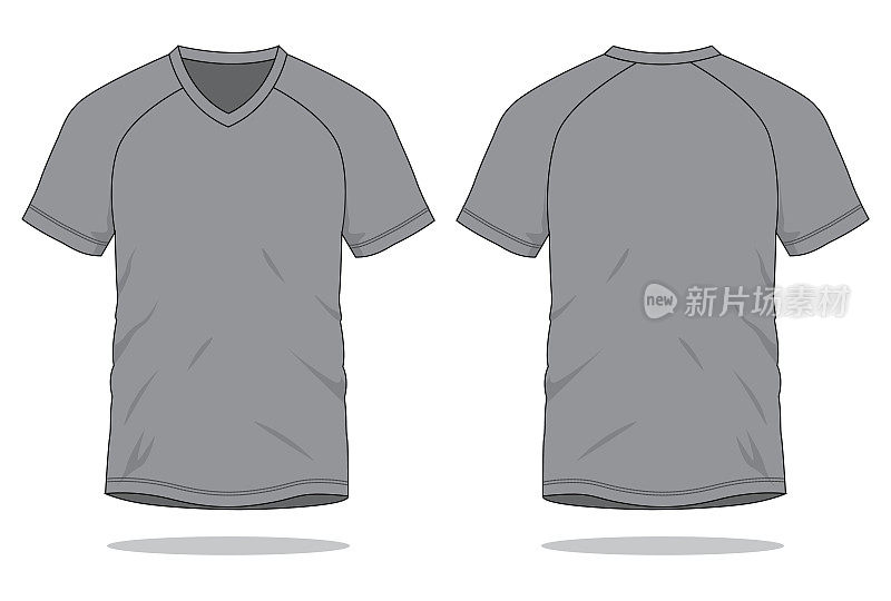 Gray V-Neck Shirt Vector for Template